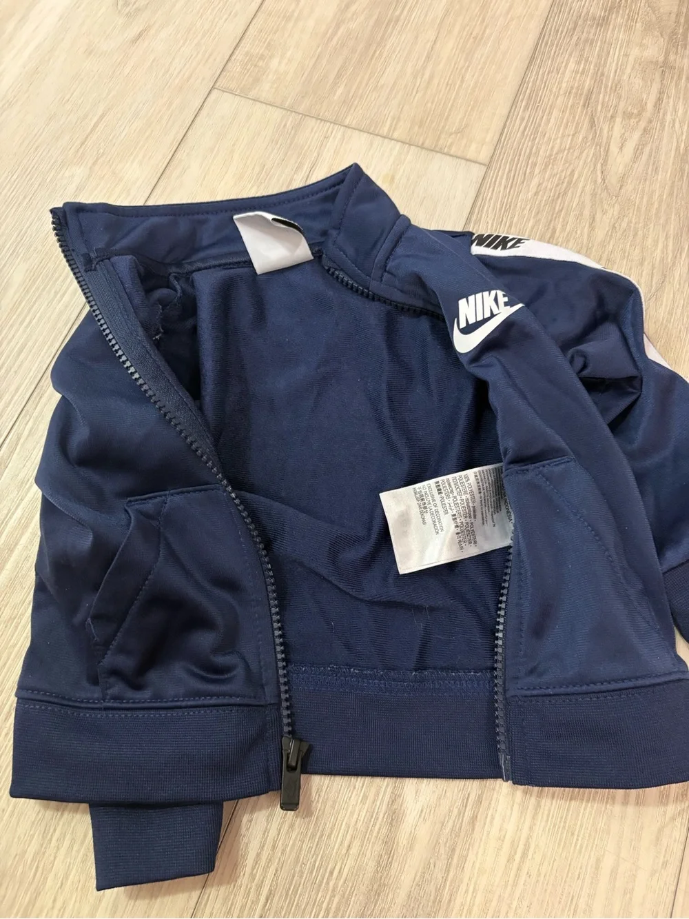 Nike Navy Blue Kids Full-Zip Track Jacket with White Logo Tape